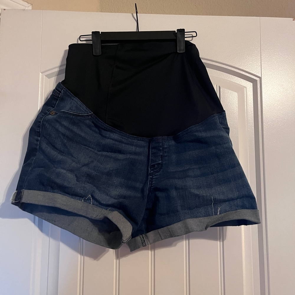 Isabel Maternity High Waist Black and Blue Shorts